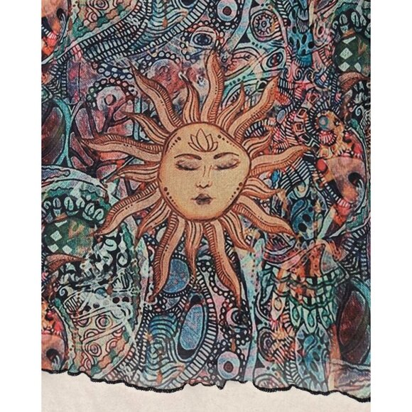 Vtg Sun Face Stretch Mini Skirt Sz 5XL Fully Lined Festival Beach Summer Days - Picture 5 of 11